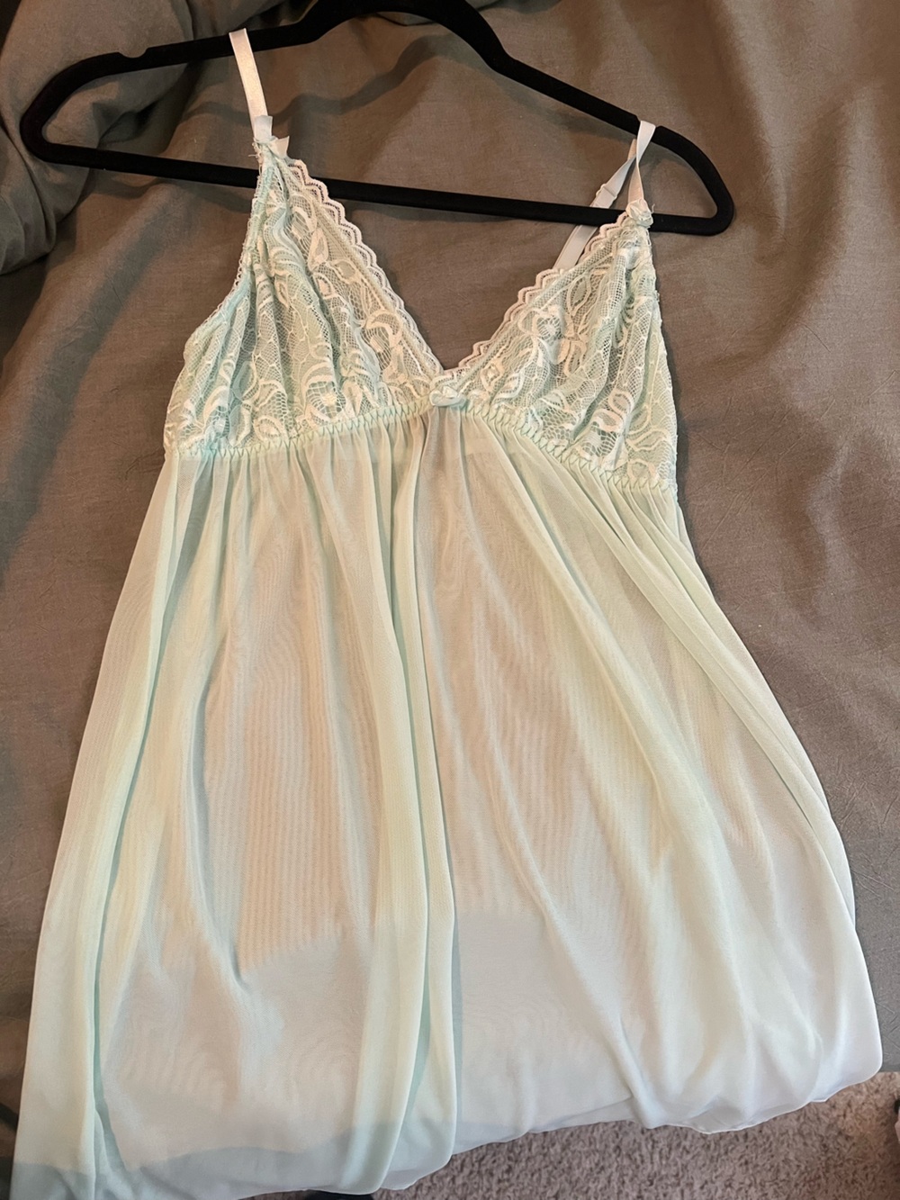 Light Mint Lace-Trim Chemise Nightdress - Women Intimates